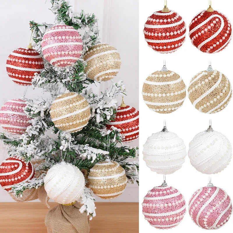 2/4pcs 8cm Christmas Balls Ornament Glitter Xmas Tree Hanging Balls Pendant For Christmas Party Home Decor New Year Navidad Gift