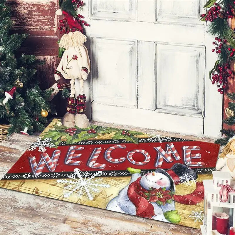 Christmas Decoration Floor Mat Entrance Door Bedroom Bath Toilet Anti Slip Mat Carpet 2023 Merry Christmas Navidad New Year Gift