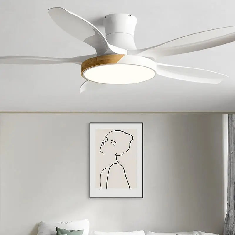 Large Wood Ceiling Fans with LED Light - 48,52,60 Inch DC Motor, Remote Control, 110V,220V for Living Room & Bedroom 