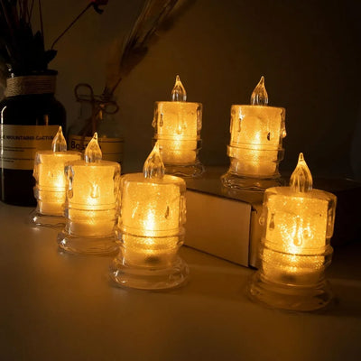 12Pcs Led Candles Light Flameless Candle Plastic Pillar Flickering Candle Night Light Home Party Wedding Christmas Decoration 