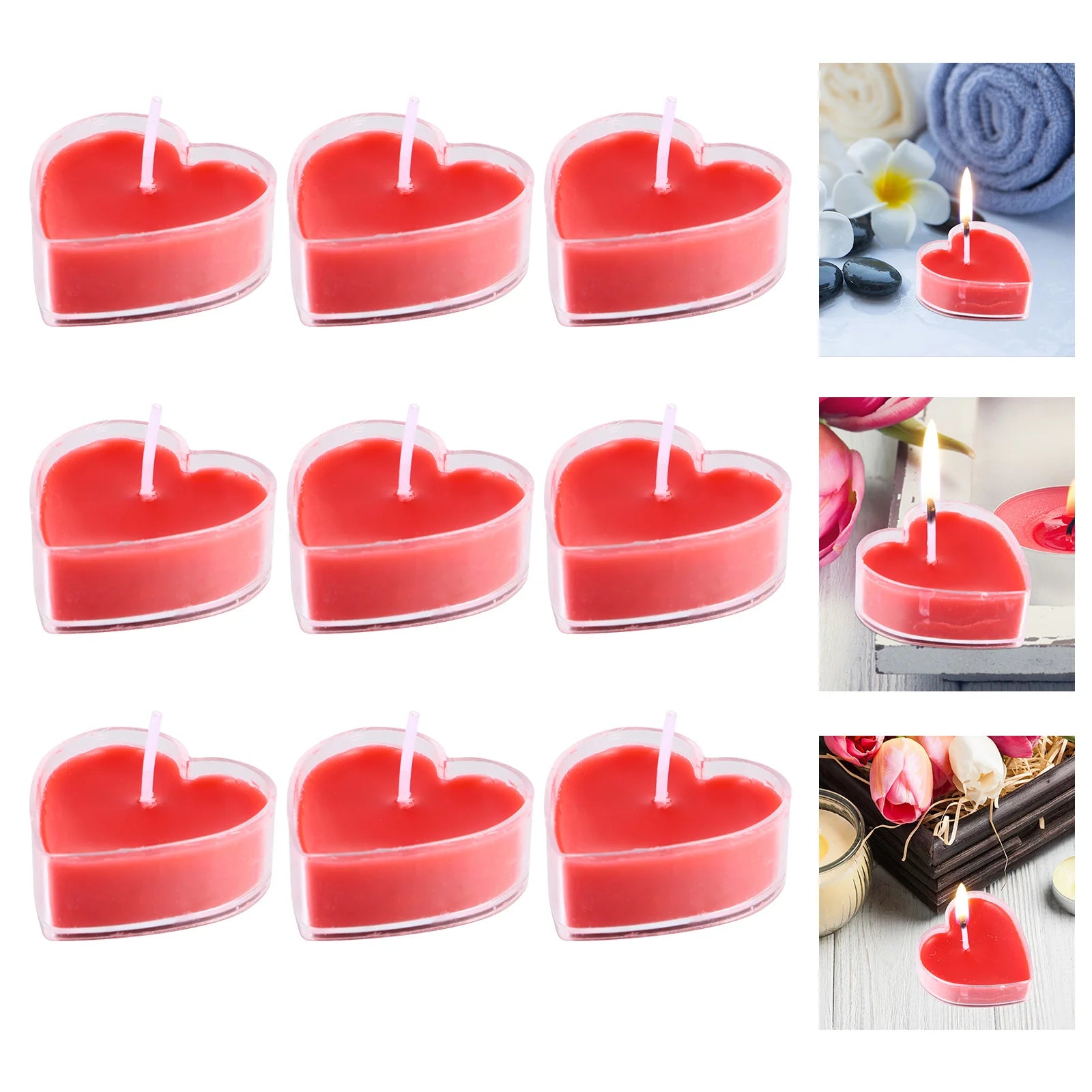 9 Pcs Household Heart Shaped Scented Christmas Decor Smokeless Tealight Candles Proposal Kerzen