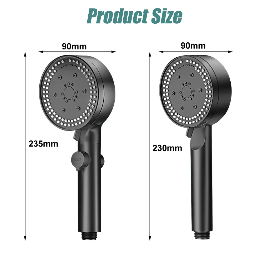 VILOYI 8 Modes Adjustable Shower Head High-pressure Water Saving Black Showerhead Handheld Bathroom Massage Showers Nozzle