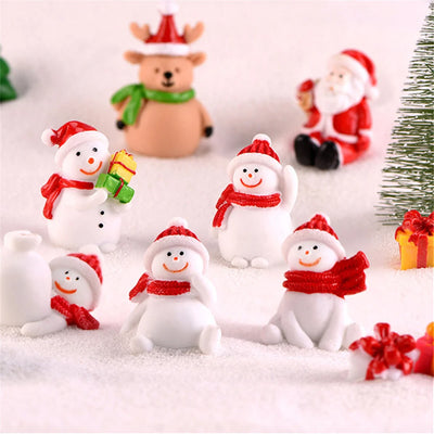Mini Resin Christmas Decoration Micro Landscape Santa Claus Snowman Tree Ornament DIY Miniature Garden Figurine Home Decor 