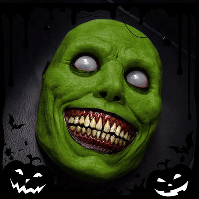 Halloween Happy Exorcist Mask Smile White Eyed Demon Headgear Terror Latex Mask Halloween Party Supplies COS Costume Dressing 