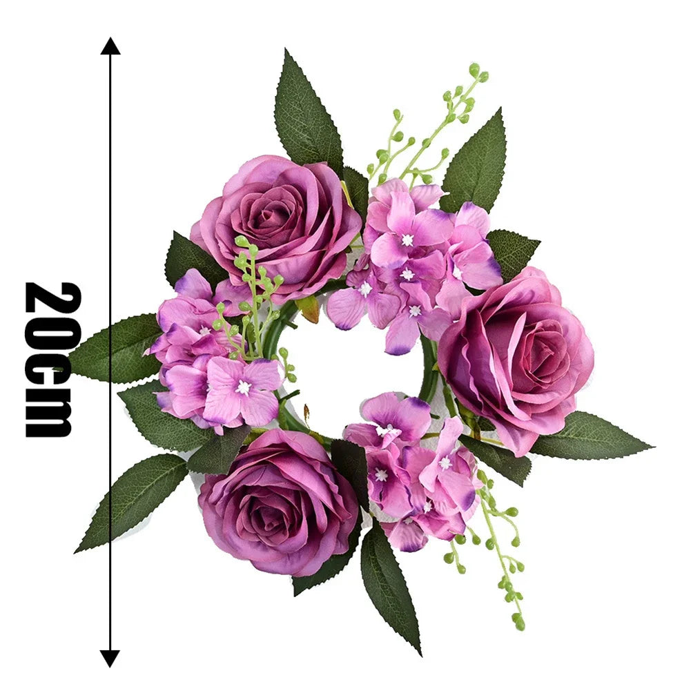 220cm Wedding Christmas Candlestick Wreath Artificial Flower Plants Candle Aromatherapy Ring Holder Table Centerpiece Decoration