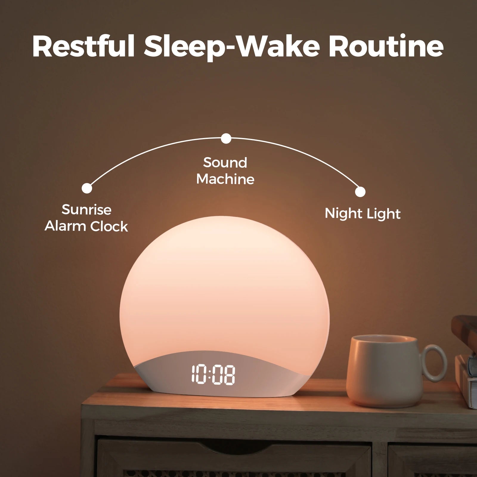 Wake Up Light Alarm Clock – Sunrise Simulation, Sleep Aid, Nightlight, Sleep Timer, Ideal for Kids and Heavy Sleepers 