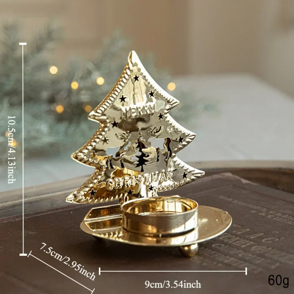 Christmas Candle Holder Tealight Candle Holders Xmas Tea Light Candle Jar for Home Table Centerpieces Fireplace Party Decoration