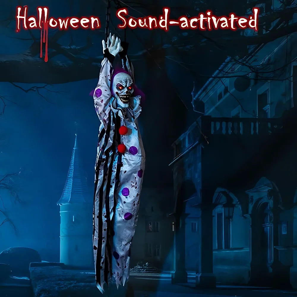 Halloween Decorations Electric Voice-activated Hanging Ghost Clown Hanging Ghost Haunted House Horror Decoration Props