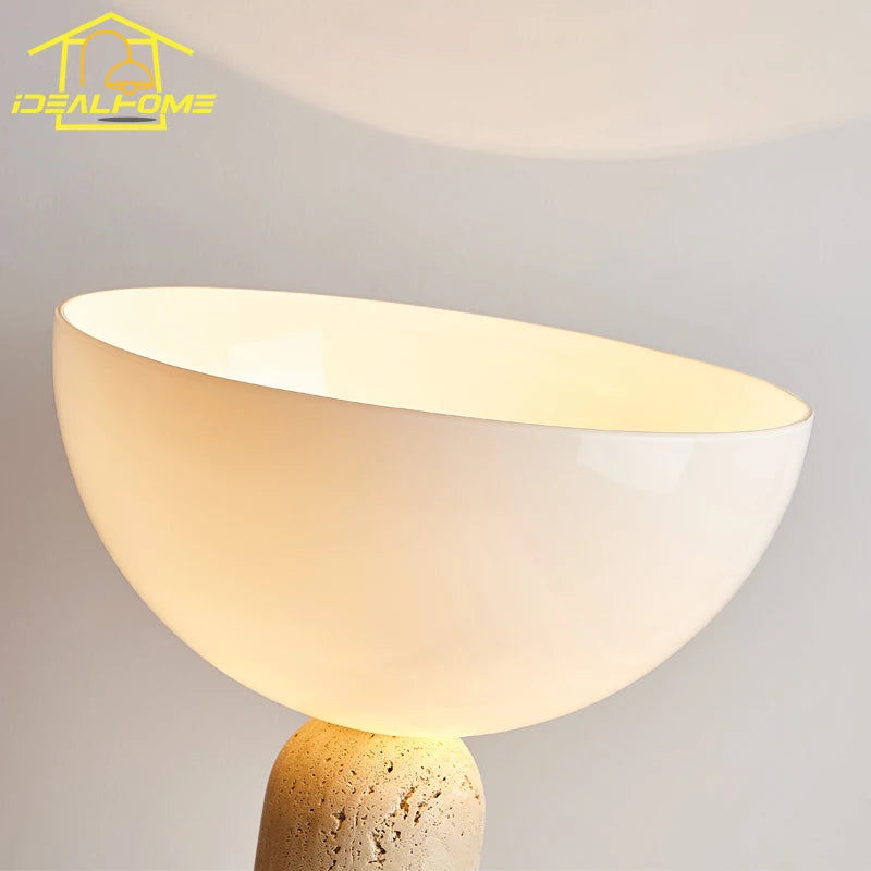 Japanese Wabi-Sabi Cream Wind Yellow Cave Stone Table Lamp - LED E27 Retro Marble Desk Light for Living Room, Study, Bedroom, Kitchen