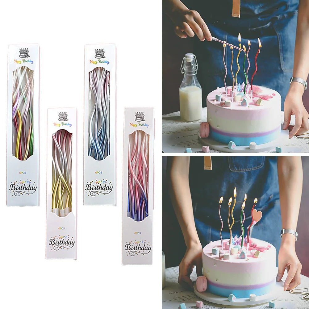 Curve Thread Rainbow Candle Kids Happy Birthday Cake Decoration Party Favor Supplies Birthday Cake Candles Cake Topper 