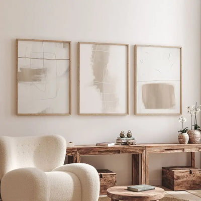 Boho Beige Abstract Geometric Wall Art – Canvas Painting, Modern Gallery Nordic Poster, Print for Interior Home Decoration 