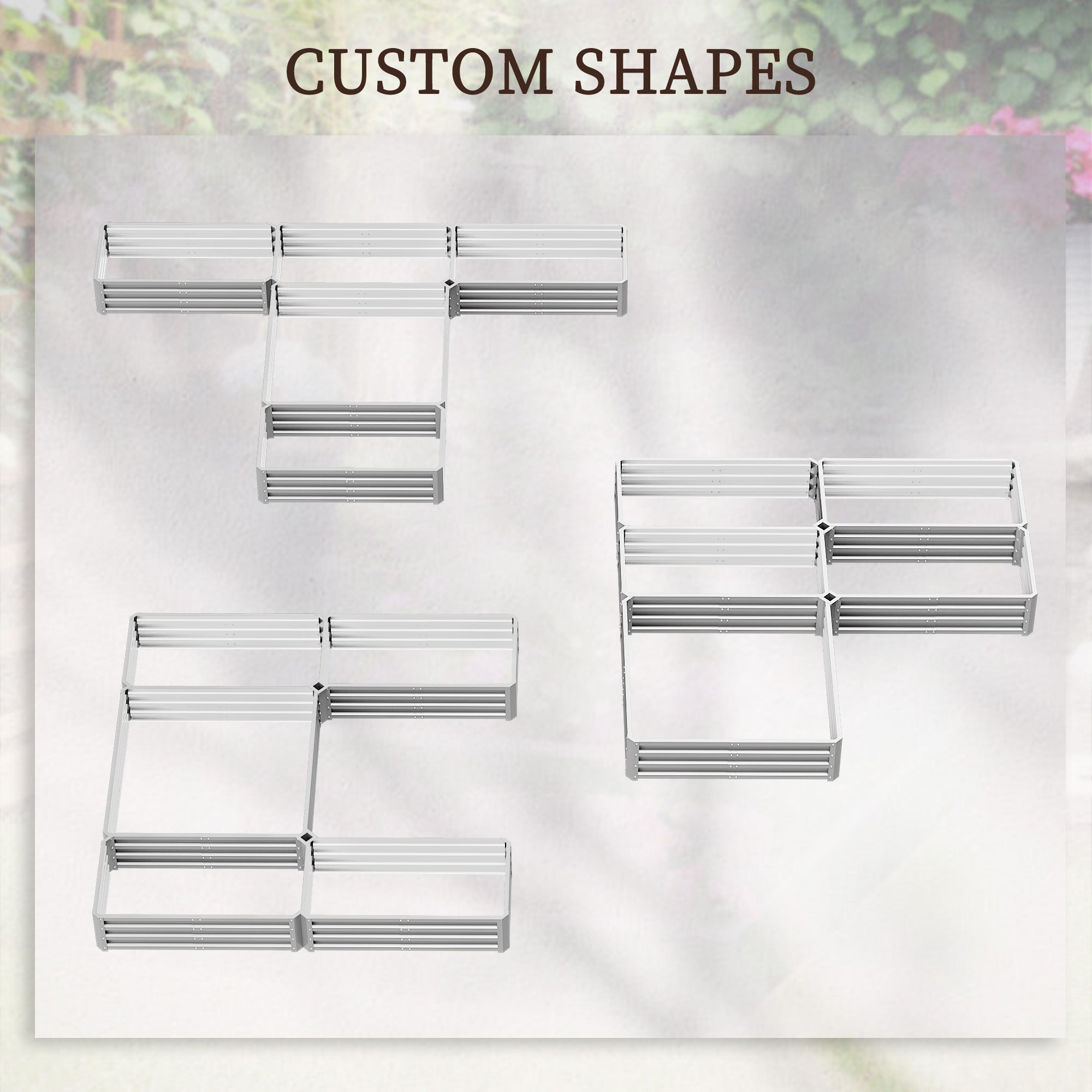 Outsunny Steel Raised Garden Bed, Set of 5 Large Box Planters for Outdoor Plants Vegetables Flowers Herbs, 8x8x1ft, Silver 