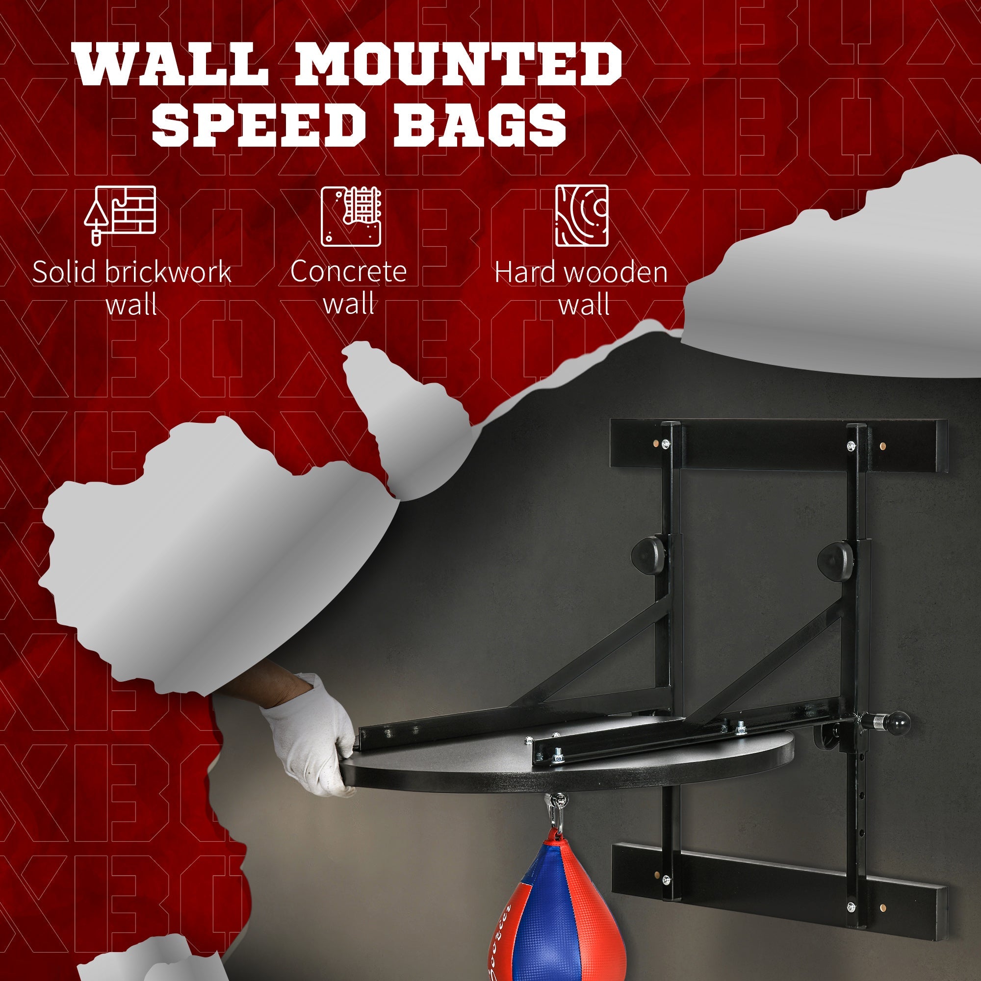 Soozier Adjustable Speed Bag Platform Wall Mounted 360° Swivel Boxing Training Equipment Home Gym 