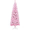HOMCOM 6 Foot Snow Flocked Artificial Christmas Tree Pencil Xmas Tree with 520 Realistic Branches, Auto Open and Steel Base, Pink