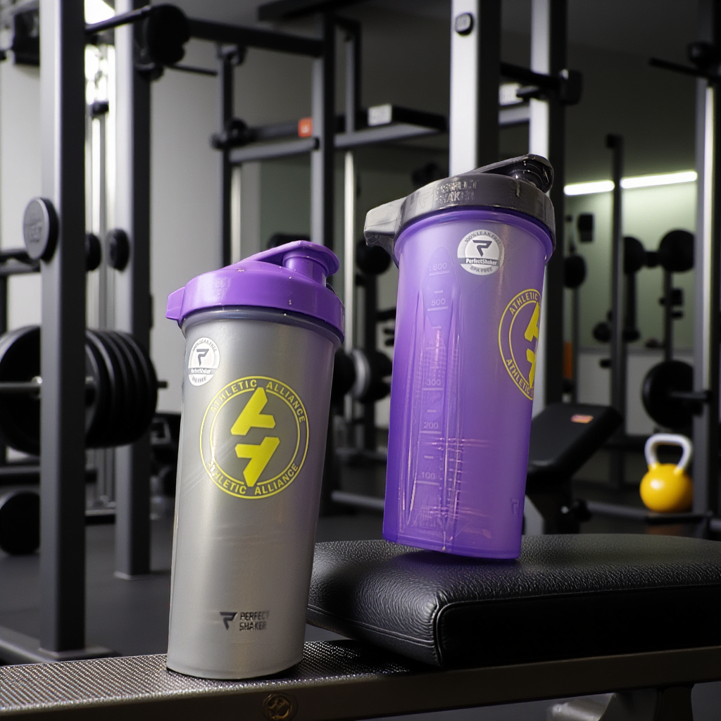 Athletic Alliance Sport Shaker 828ml Black with Purple Lid 