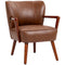 Accent Chair, Modern Armchair, Faux Leather Upholstered Living Room Chair with Wood Legs and Wide Padded Seat, Brown