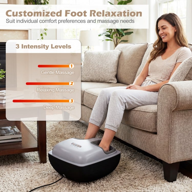 Shiatsu Foot Massager with 3-Level Deep Kneading and Air Compression-Black