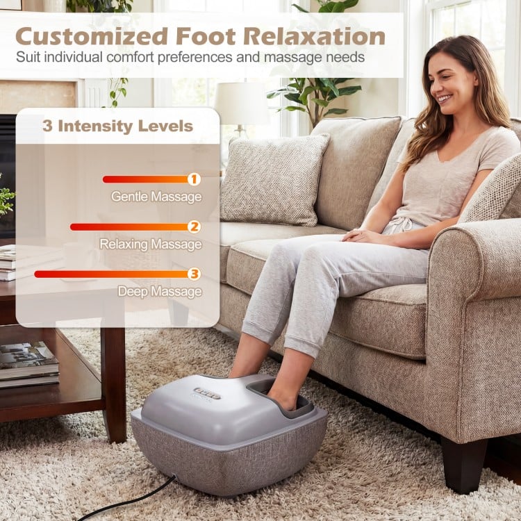 Shiatsu Foot Massager with 3-Level Deep Kneading and Air Compression-Gray