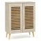 Shoe Cabinet with Louvered Doors and Removable Shelves-Natural
