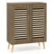 Shoe Cabinet with Louvered Doors and Removable Shelves-Walnut