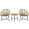 Outdoor Bistro Set, 3 Piece Wicker Patio Furniture Set with Acapulco Chairs and Glass-Top Table, Natural Wood