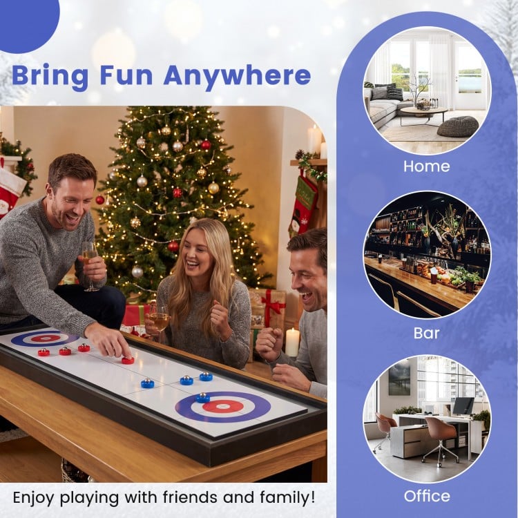 Shuffleboard and Curling 2 in 1 Board Game Portable 2-Sided Tabletop Shuffle Board Game