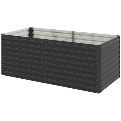 Outsunny 5 x 3 x 2ft Raised Planter Box, Durable Galvanized Steel Garden Bed for Veggies & Herbs, Dark Grey 