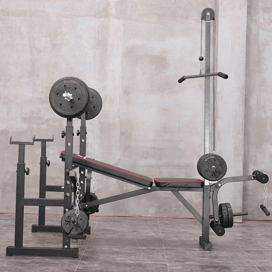 Adjustable Workout Bench with Lat Pulldown Pulley, Scott Bench & Barbell Rack ST6655 
