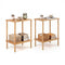 Side Table Set of 2 2-Tier Bamboo End Table with Storage Shelves Rectangular Tea Sofa Table-Natural