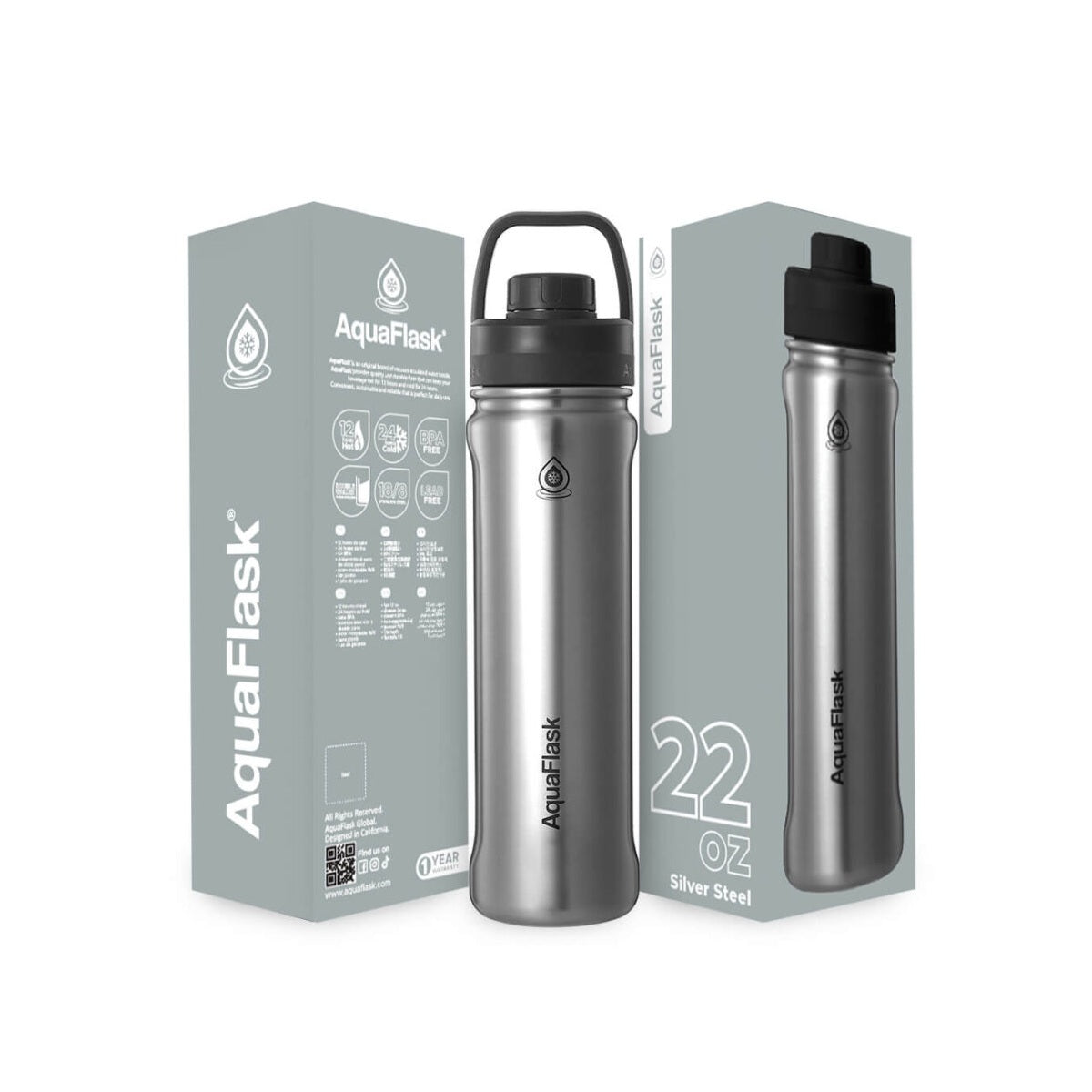 AquaFlask Sports Bottle 650ml (22oz) – Vacuum Insulated, Leak-Proof, BPA-Free 