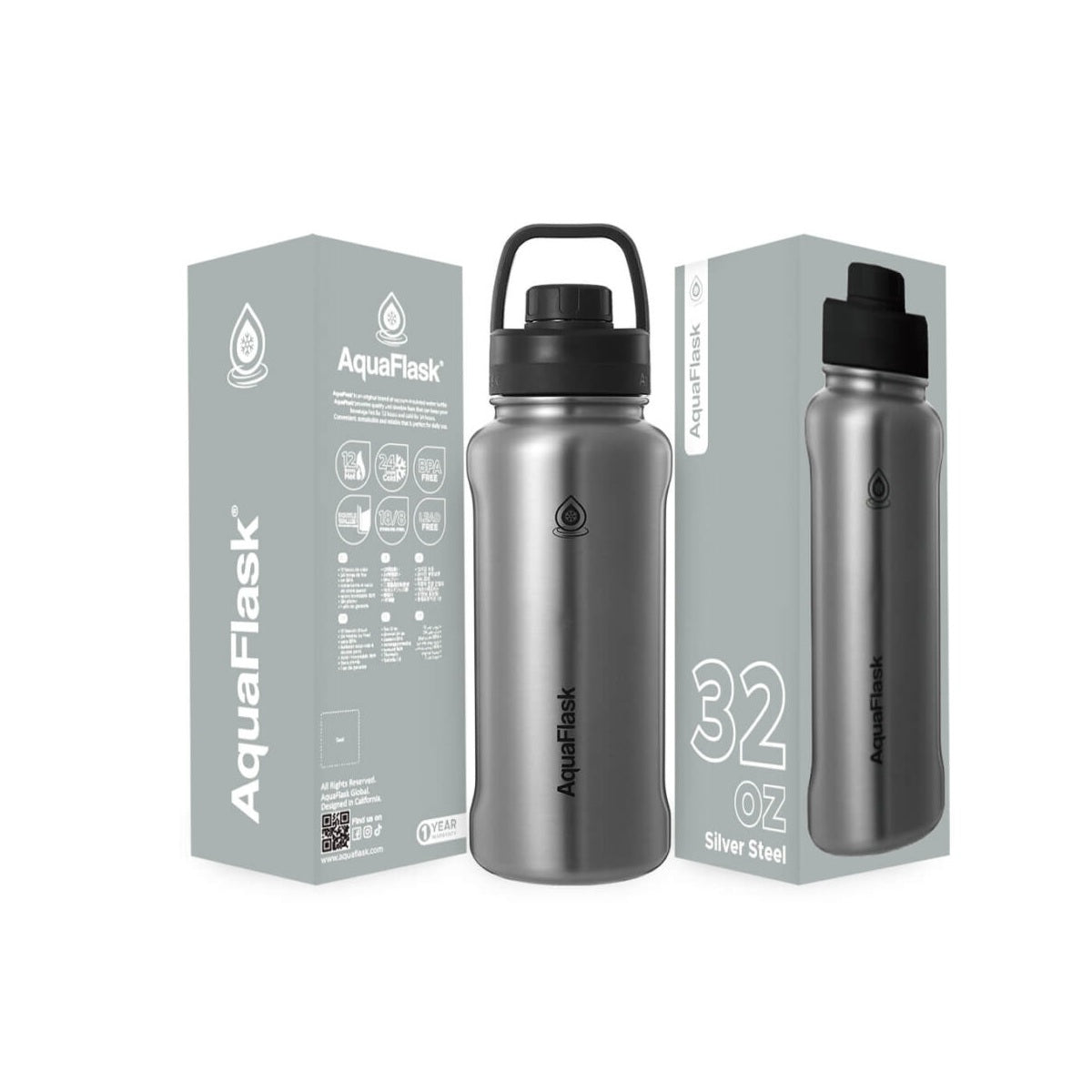 AquaFlask 935mL (32oz) Vacuum Insulated Bottle – Stainless Steel, Leak-Proof 