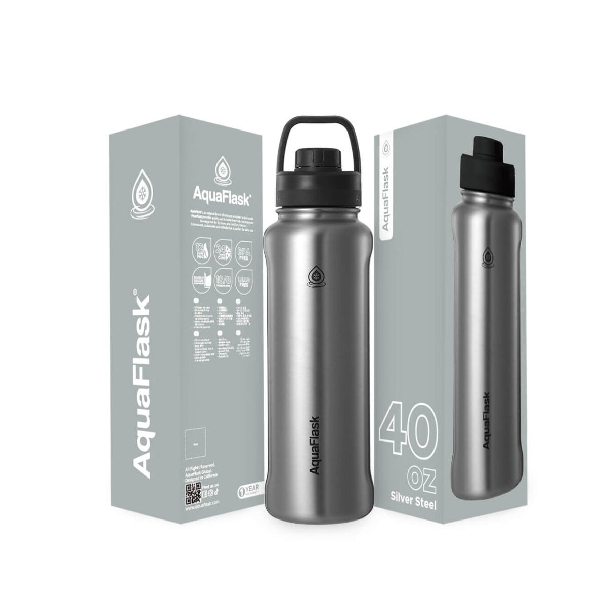AquaFlask 1080ml (40oz) Double Wall Insulated Stainless Steel Water Bottle – Hot & Cold, Leakproof, BPA-Free 
