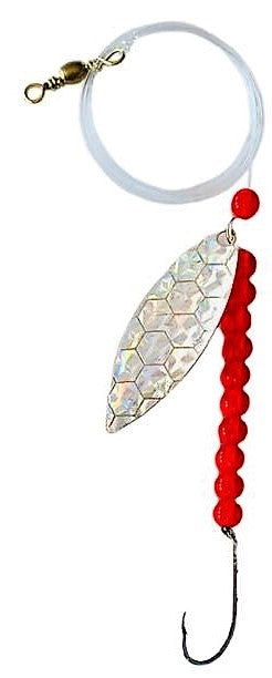 Transparent Red Beads Willow Leaf Spinner – Silver Scale Blade Lure 