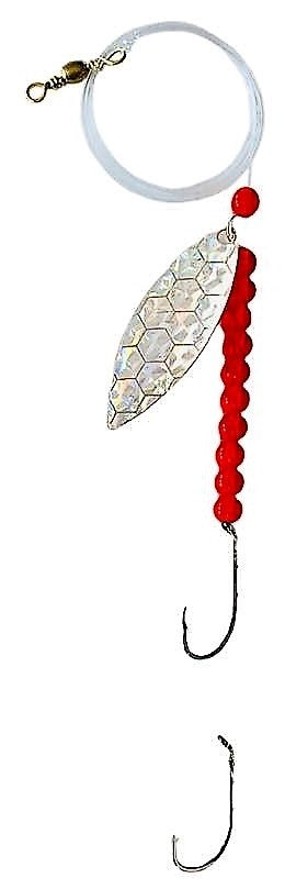 Transparent Red Beads Willow Leaf Spinner – Silver Scale Blade Lure 