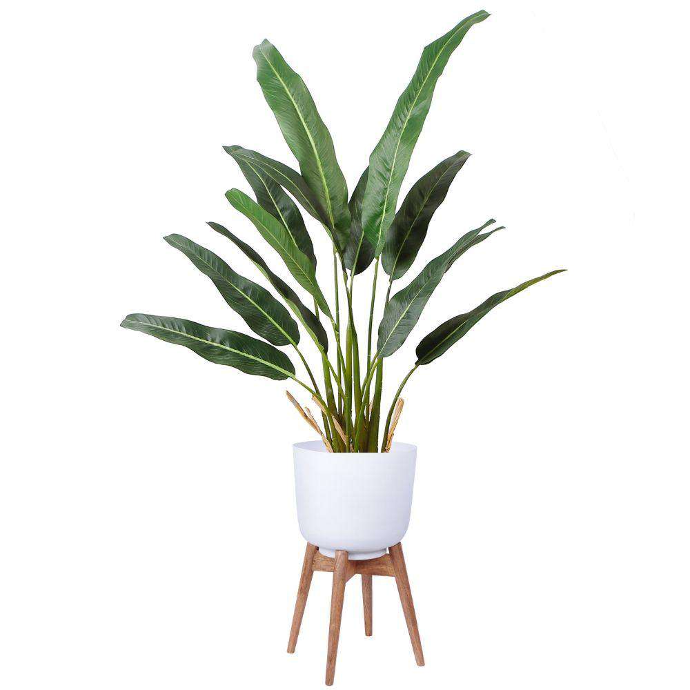 Sita - Mid-Century Turned Wood Leg Planter White (Multiple Sizes) 