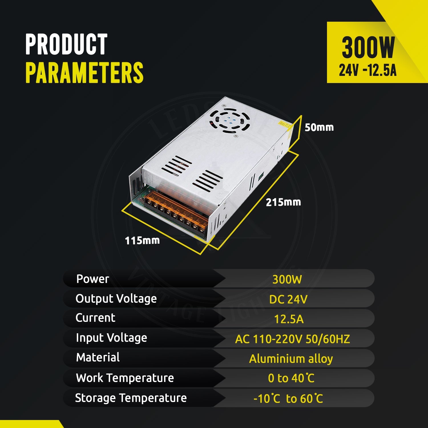 DC 24V 12.5 Amp Switching Power Supply for LED Strips CCTV~1020