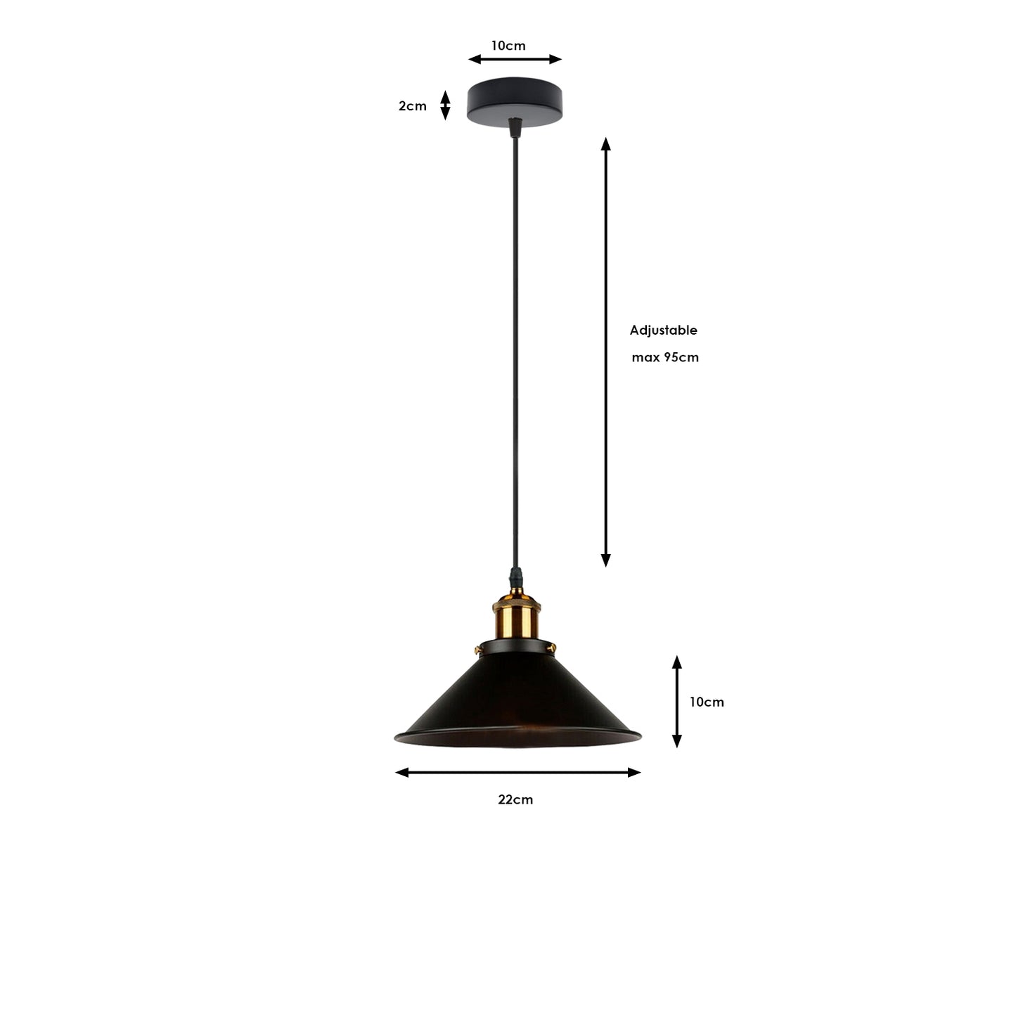 Industrial Cone Shade Single Head Pendant Light ~ 1708