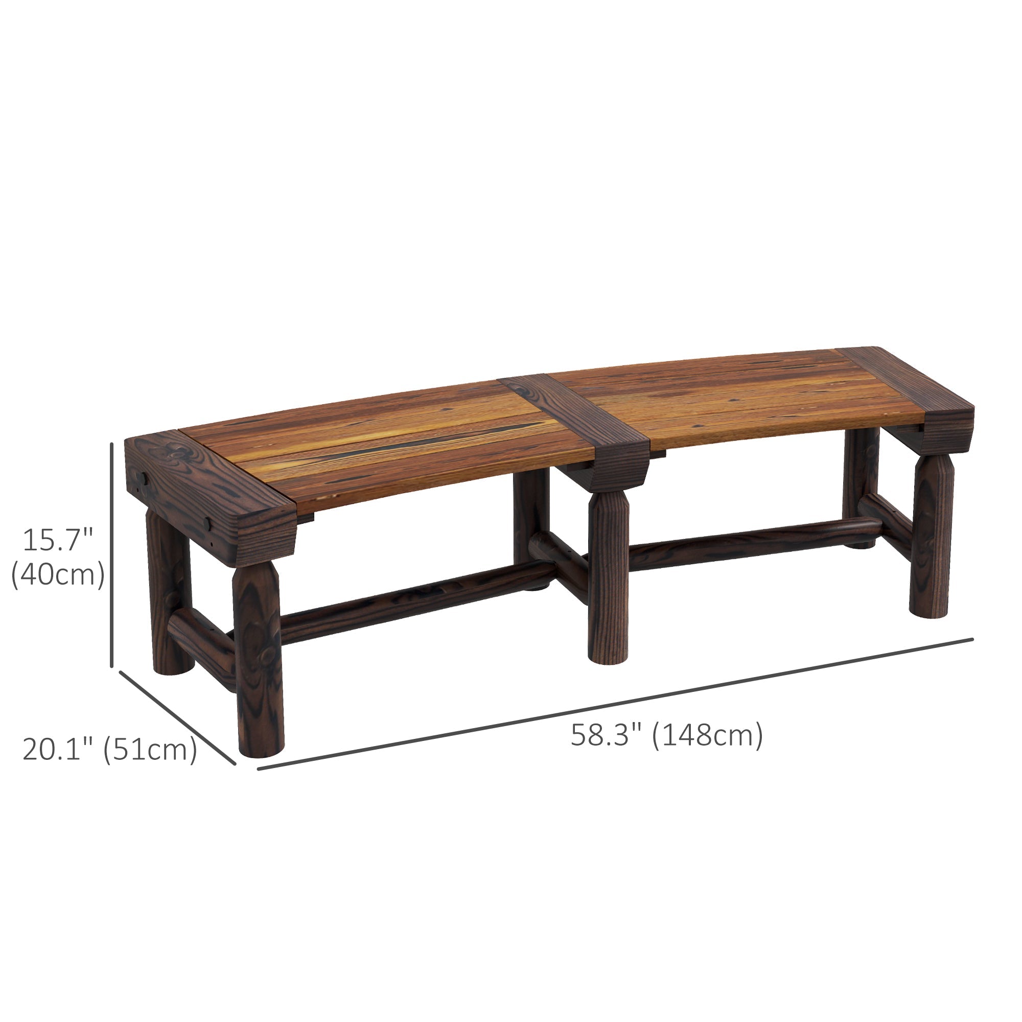 Outsunny Wooden Outdoor Bench, Wrap Around Tree Bench with Slatted Seat for Yard, Garden, Deck, Lawn, Brown 