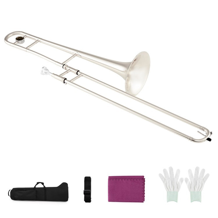 B♭ Tenor Slide Trombone for Beginners with Case, 7C Mouthpiece & Accessories