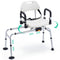 Sliding Shower Chair with Backrest and Swivel Seat for Handicap and Seniors-Silver