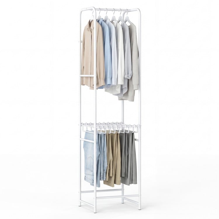 Slim Coat Rack Freestanding Garment Organizer with 8 Hanging Rods