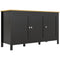 HOMCOM Sideboard Buffet Storage Cabinet Doors Adjustable Shelves Living Room Entryway Black Natural