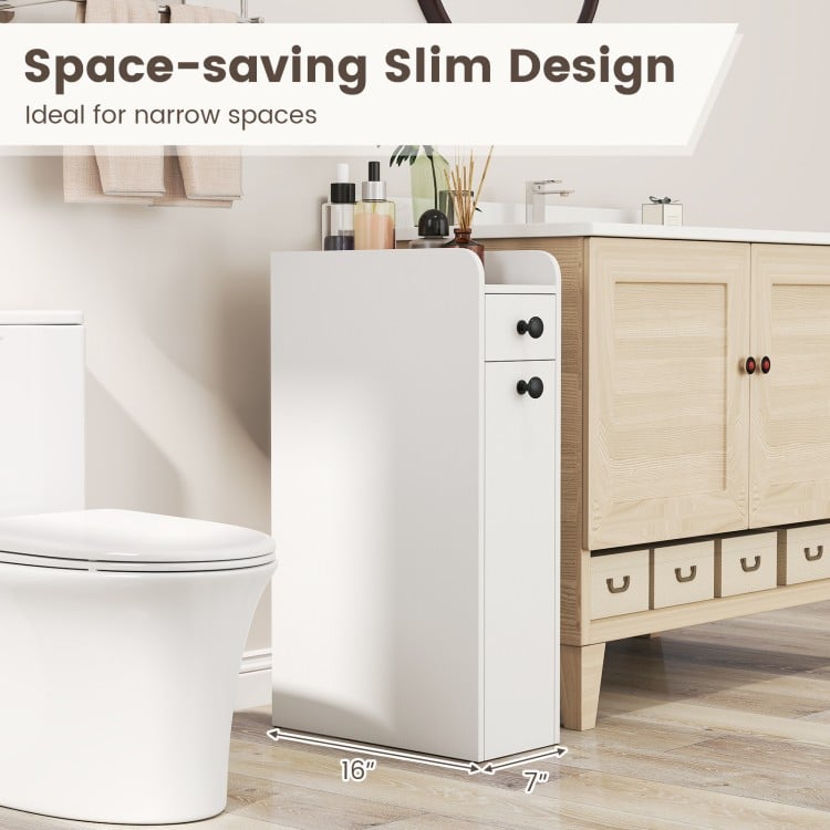 Small Bathroom Storage Cabinet 4-Tier with Slide Out Drawers on Casters-White