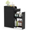Small Bathroom Storage Cabinet 4-Tier with Slide Out Drawers on Casters-Black