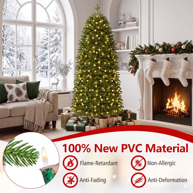 Smart Pencil Christmas Tree with 220 Pre-Lit RGB LED Lights – 7.4 ft Artificial Christmas Tree with App & Remote Control