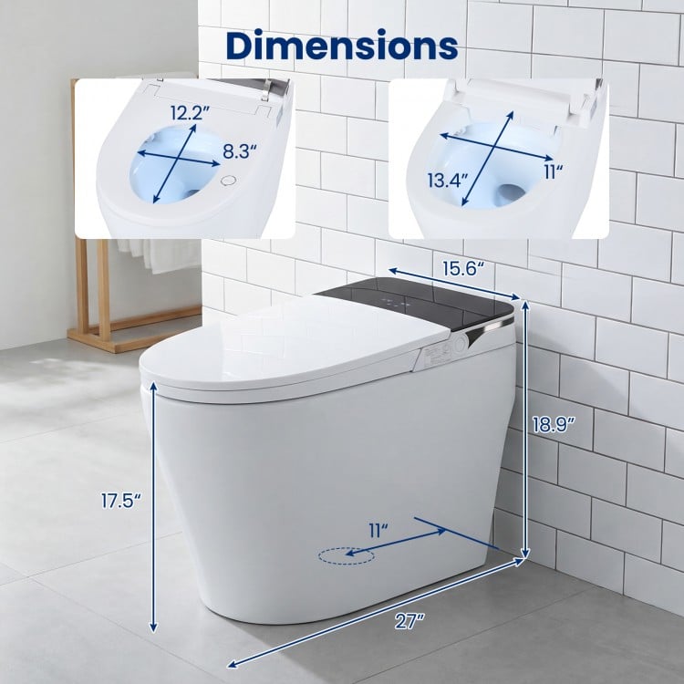 Smart Toilet with Built-in Bidet ADA Height with Auto Flush and Heated Seat and Remote