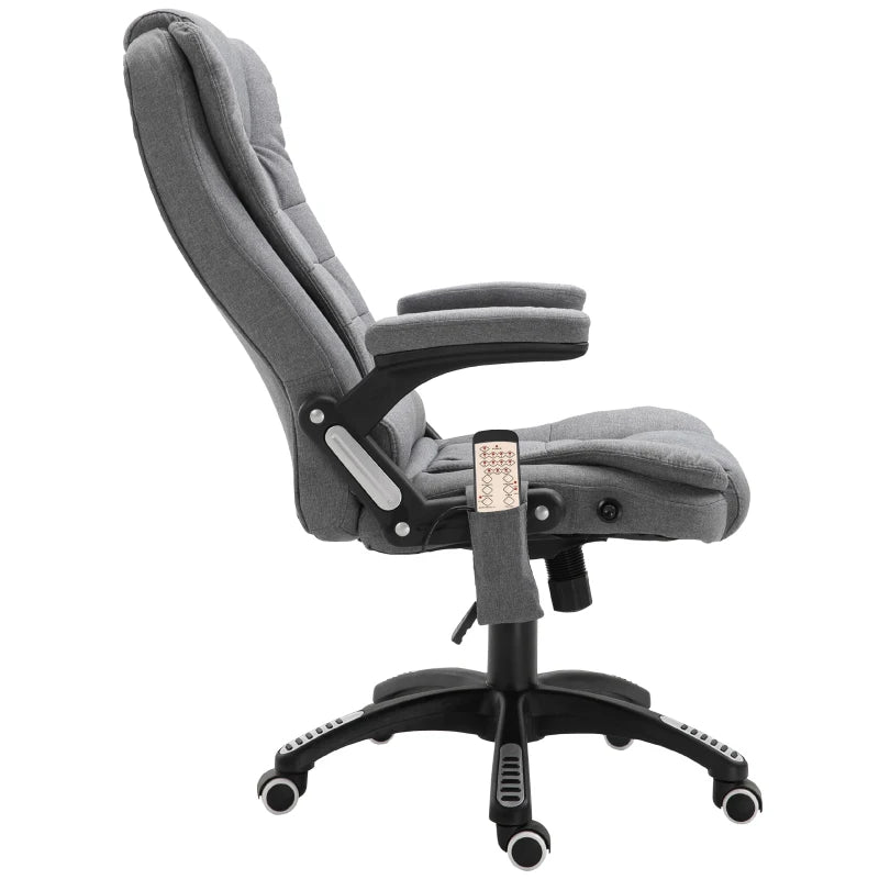 6 Point Vibrating Massage Home Office Chair High Back Executive Chair with Reclining Back, Swivel Wheels, Grey