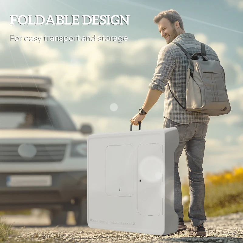 Folding Fish Cleaning Table with Sinks, Camping Sink with Faucet Drainage Hose Sprayer Shelf, Grey