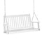 Outsunny White 2-Person Porch Swing Bench: Adjustable Hanging Chains Patio Chair for Deck, Garden, Backyard Relaxation