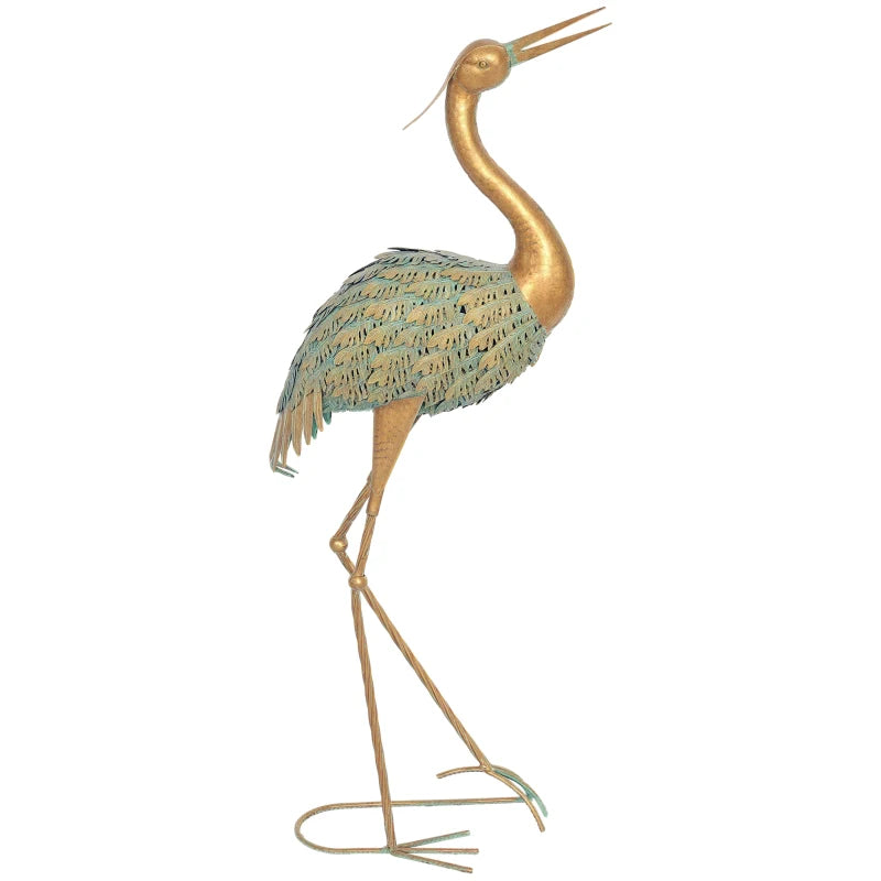 Heron Garden Statue, Standing Lawn Ornament for Lawn Patio Backyard Decoration, 15.3"W x 6.7"D x 35.4"H Mixed Colour